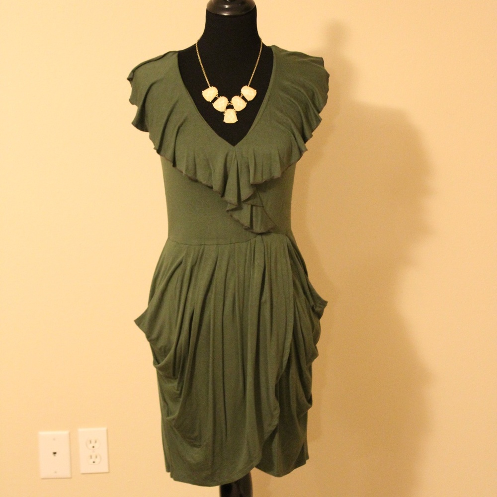 Olive Ruffle Dress